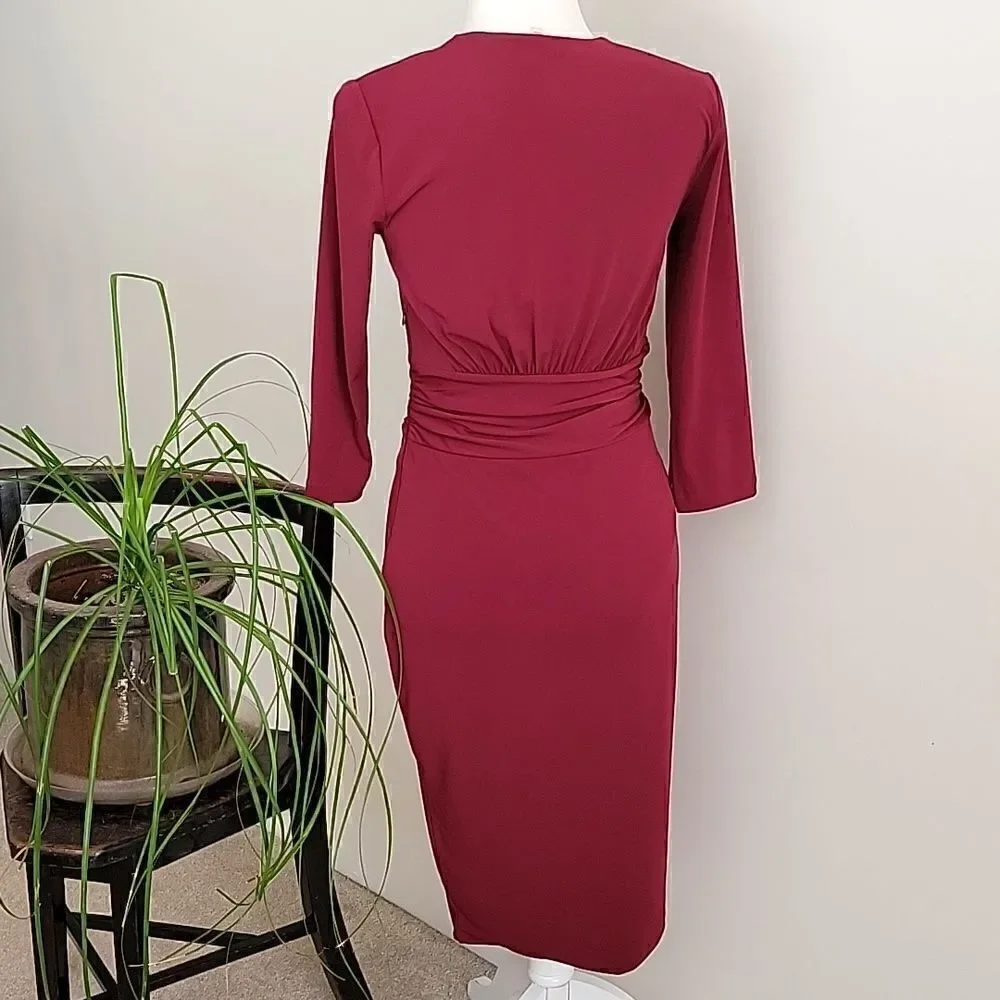 Rachel Roy deep red faux wrap dress